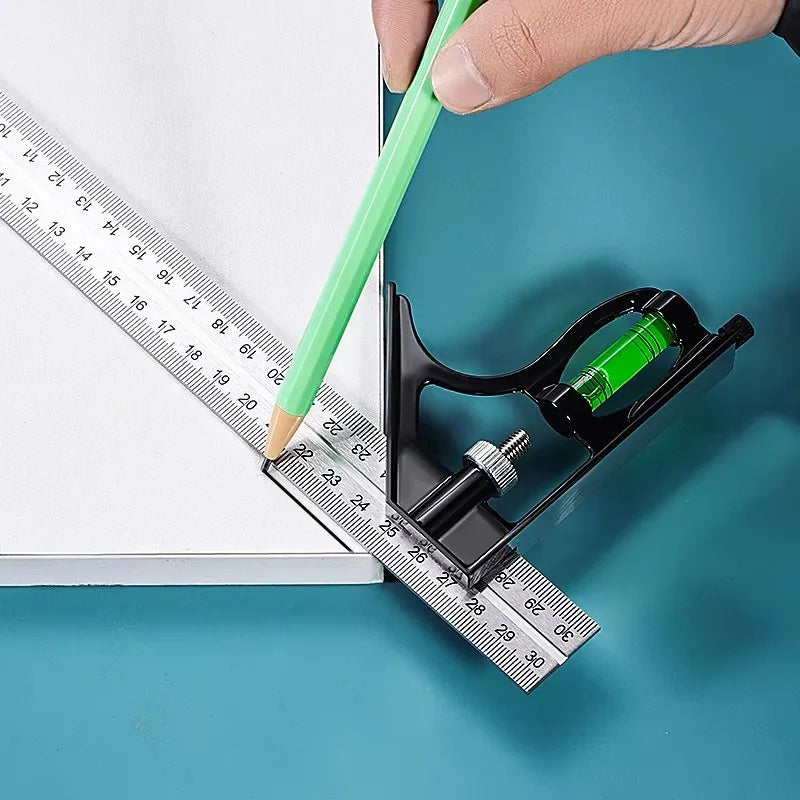 Esquadro Combinado Deslizante Ajustável – Ferramenta de Medição em Metal ideal para caldeireiros.