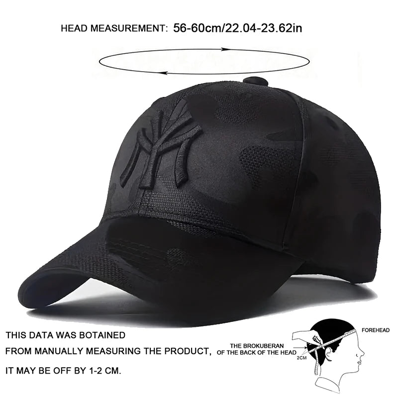 Boné de Beisebol Camuflado com Bordado de Letra – Estilo Casual e Ajustável para Atividades ao Ar Livre