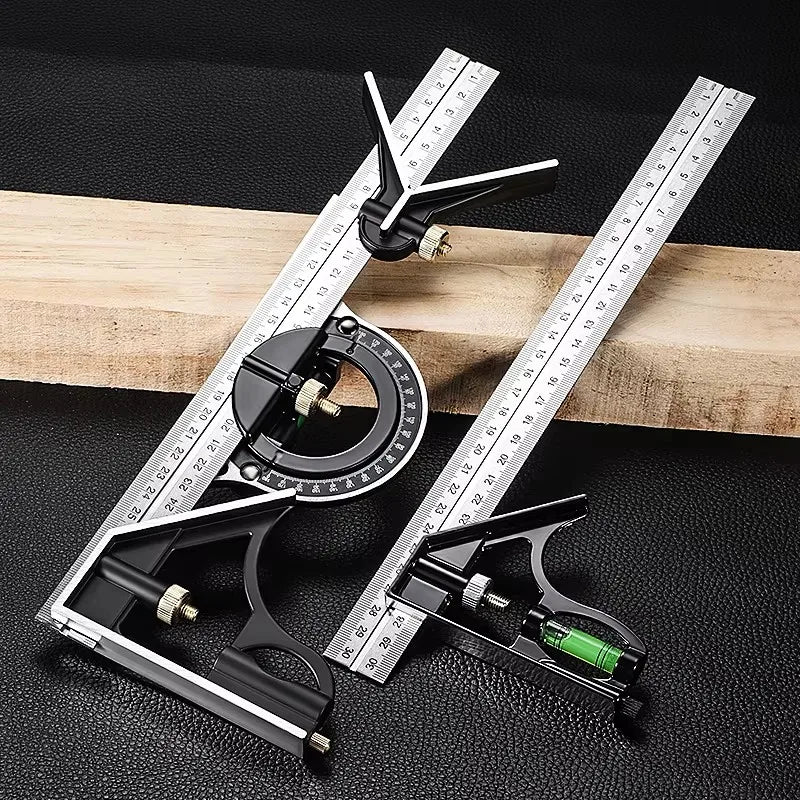 Esquadro Combinado Deslizante Ajustável – Ferramenta de Medição em Metal ideal para caldeireiros.