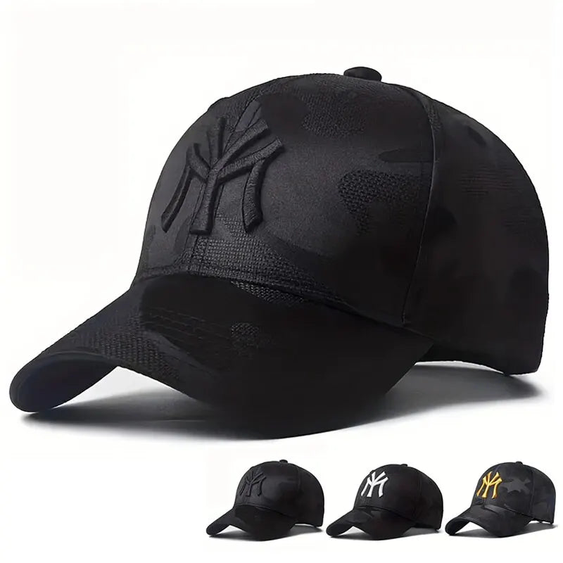 Boné de Beisebol Camuflado com Bordado de Letra – Estilo Casual e Ajustável para Atividades ao Ar Livre