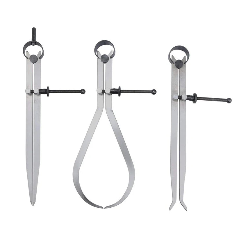 Conjunto de Compassos de Mola para Medições Internas e Externas (4, 6 e 8 polegadas) – Ferramentas de Mecânica (Kit com 3 peças)