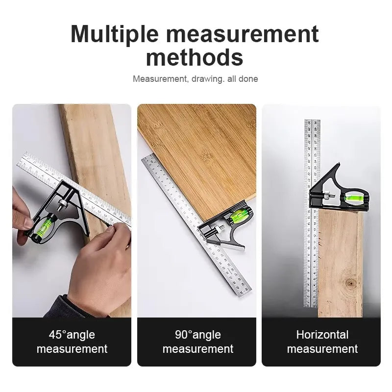 Esquadro Combinado Deslizante Ajustável – Ferramenta de Medição em Metal ideal para caldeireiros.
