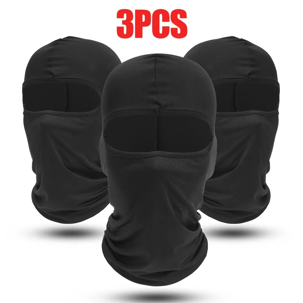 Kit com 3 peças: Balaclava esportiva de secagem rápida, máscara facial completa, macia e respirável; pode ser usada como forro de capacete
