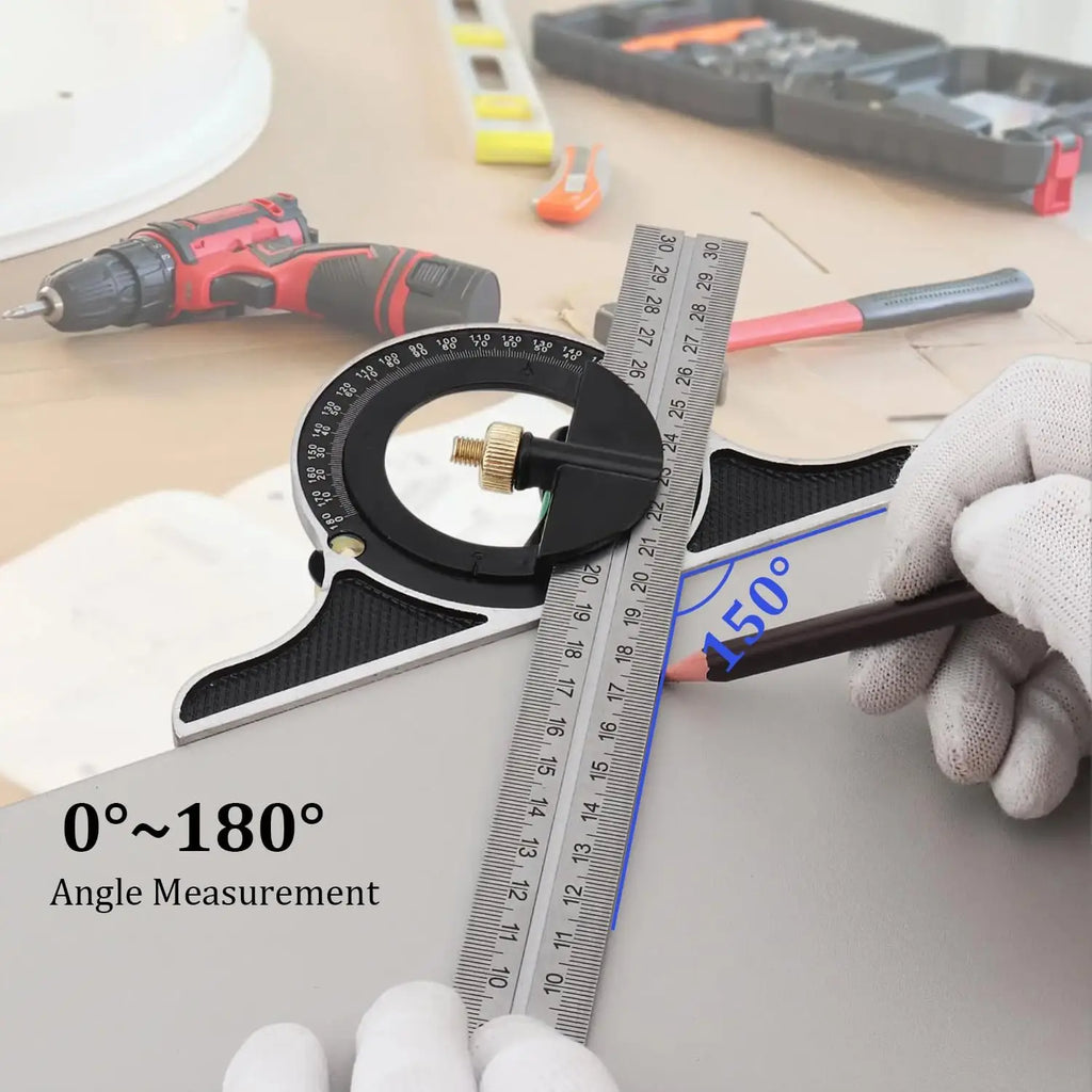 Esquadro Combinado Deslizante Ajustável – Ferramenta de Medição em Metal ideal para caldeireiros.