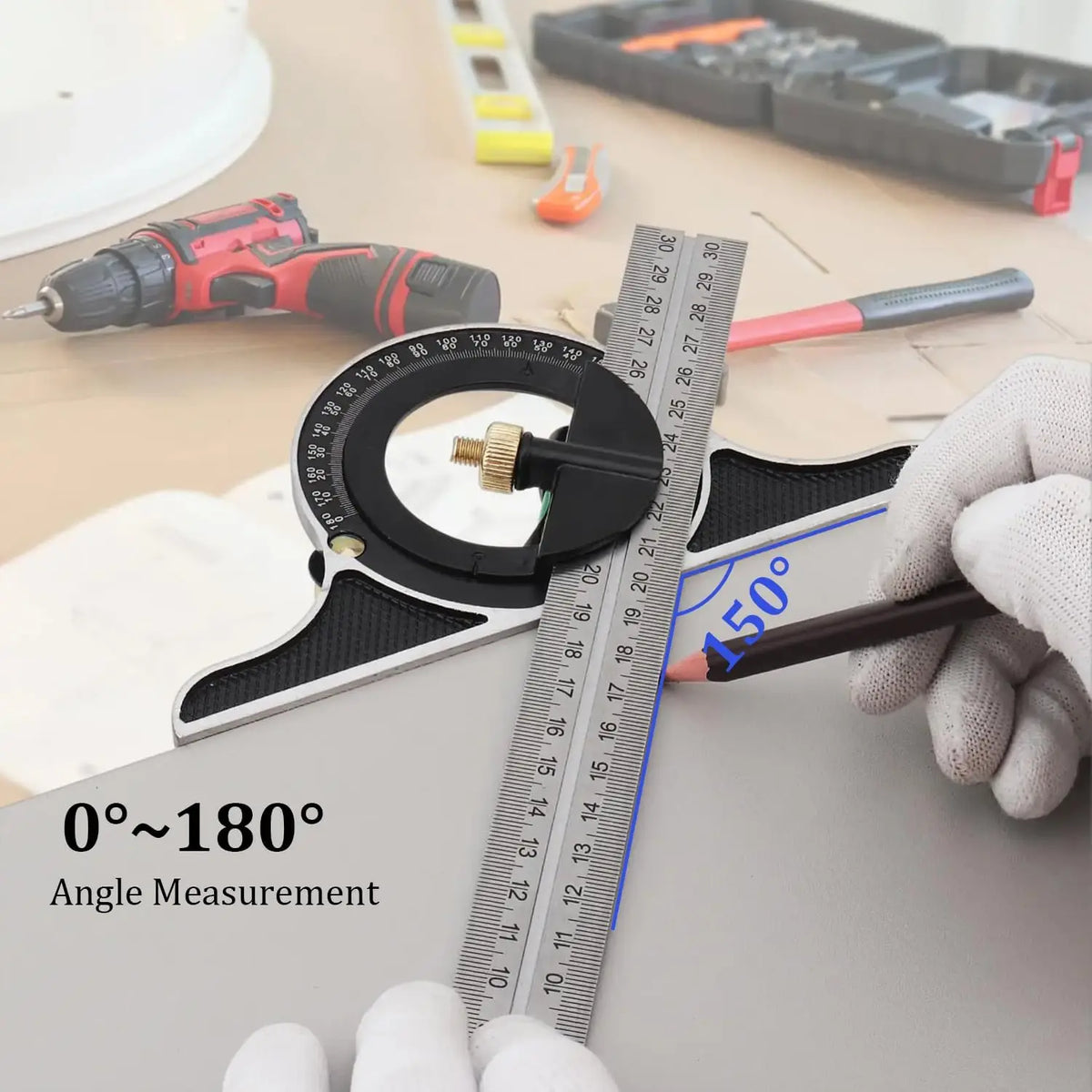 Esquadro Combinado Deslizante Ajustável – Ferramenta de Medição em Metal ideal para caldeireiros.
