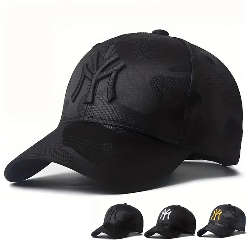 Boné de Beisebol Camuflado com Bordado de Letra – Estilo Casual e Ajustável para Atividades ao Ar Livre